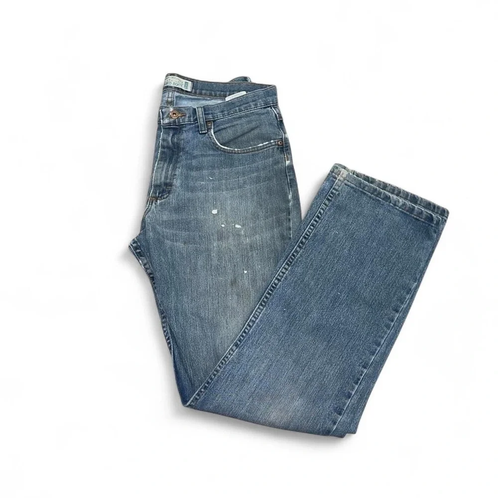 Wrangler Thrashed Relaxed Boot Cut Jeans Mens 32x32 Blue Distressed Workwear - Picture 8 of 8